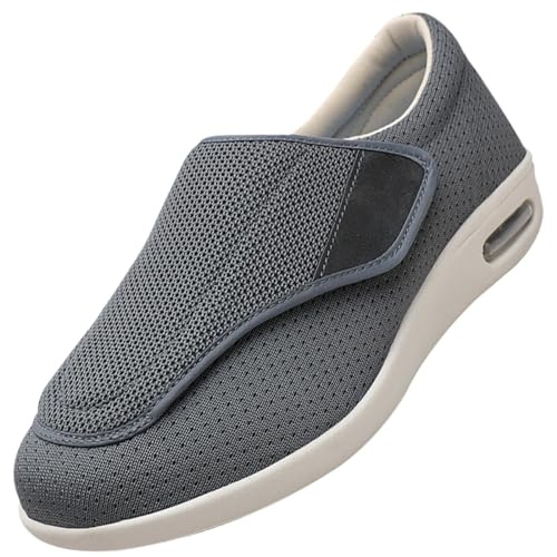 Möge Diabetiker Schuhe Herren Orthopädische Hausschuhe Extra Weit Freizeitschuhe Verbandsschuhe Hallux Orthopädische Schuhe Herren mit Klettverschluss Breiter (Color : Gray, Size : 36 EU) von Möge