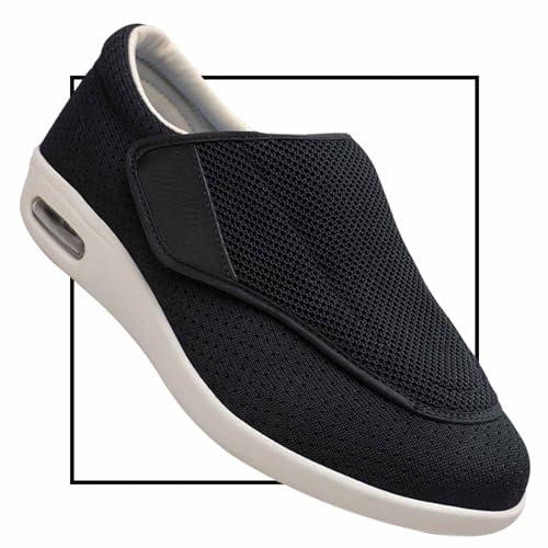 Möge Diabetiker Schuhe Herren Slip on Sneakers Extra Weite Bequeme Turnschuh Leicht Walkingschuhe Atmungsaktiv Breite Slipper Schuhe Mokassins Slip On Loafer(Color:Black,Size:42 EU) von Möge