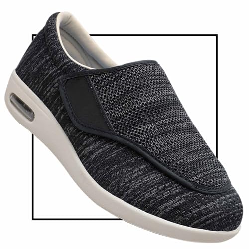 Möge Diabetiker Schuhe Herren Slip on Sneakers Extra Weite Bequeme Turnschuh Leicht Walkingschuhe Atmungsaktiv Breite Slipper Schuhe Mokassins Slip On Loafer(Color:BlackGrey,Size:38 EU) von Möge