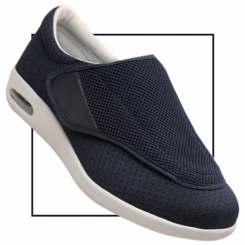 Möge Diabetiker Schuhe Herren Slip on Sneakers Extra Weite Bequeme Turnschuh Leicht Walkingschuhe Atmungsaktiv Breite Slipper Schuhe Mokassins Slip On Loafer(Color:Blue,Size:35 EU) von Möge