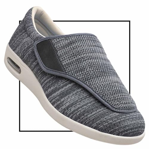 Möge Diabetiker Schuhe Herren Slip on Sneakers Extra Weite Bequeme Turnschuh Leicht Walkingschuhe Atmungsaktiv Breite Slipper Schuhe Mokassins Slip On Loafer(Color:Darkgrey,Size:46 EU) von Möge