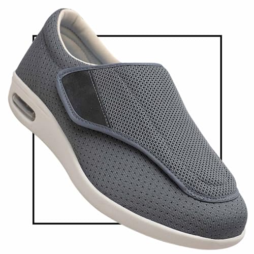 Möge Diabetiker Schuhe Herren Slip on Sneakers Extra Weite Bequeme Turnschuh Leicht Walkingschuhe Atmungsaktiv Breite Slipper Schuhe Mokassins Slip On Loafer(Color:Gray,Size:48 EU) von Möge