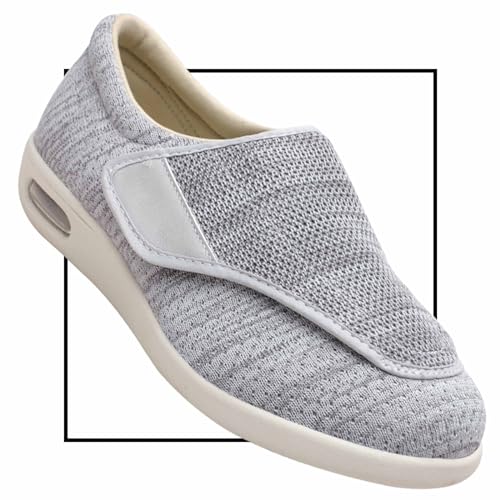 Möge Diabetiker Schuhe Herren Slip on Sneakers Extra Weite Bequeme Turnschuh Leicht Walkingschuhe Atmungsaktiv Breite Slipper Schuhe Mokassins Slip On Loafer(Color:LightGrey,Size:38 EU) von Möge