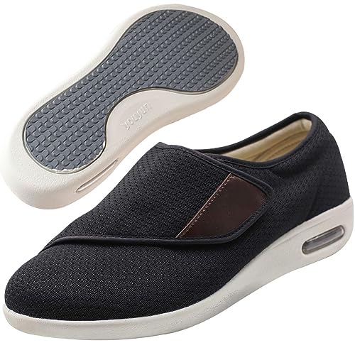 Möge Diabetiker Schuhe Herren Verbandsschuhe Sommerschuhe Schuhe mit Klettverschluss alte Schuhe rote und geschwollene Schuhe mit Daumen Valgus Gesundheitsschuhe(Color:Black,Size:39 EU) von Möge