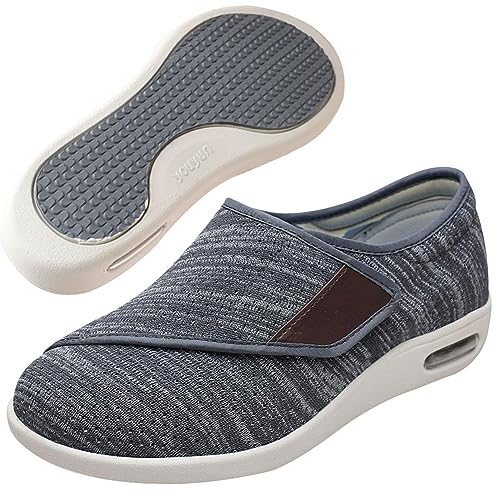 Möge Diabetiker Schuhe Herren Verbandsschuhe Sommerschuhe Schuhe mit Klettverschluss alte Schuhe rote und geschwollene Schuhe mit Daumen Valgus Gesundheitsschuhe(Color:Darkgrey,Size:37.5 EU) von Möge