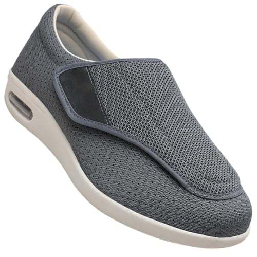 Möge Diabetische Hausschuhe Für Geschwollene Beine Und Füße Verbandsschuhem Klettverschluss Sandalen Gesundheitsschuhe Extra Weit Herren Therapieschuhe (Color : Gray, Size : 40 EU) von Möge