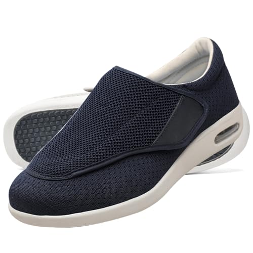 Möge Hausschuhe Klettverschluss Senioren Diabetiker Schuhe Herren Schlüpfen Schuhe für Breite Füße Verbandsschuhe Damen Sommerschuhe Schuhe (Color : Blue, Size : 35 EU) von Möge