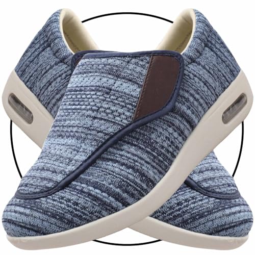 Möge Hausschuhe mit Klettverschluss Herren Diabetiker Extra Weite geschwollene Schuhe mit Daumen Valgus Gesundheitsschuhe Passform Orthopädischer Schuhe(Color:LightBlue,Size:40 EU) von Möge