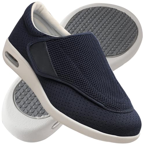 Möge Herren Diabetiker Hausschuhe Extra Breite Diabetiker Schuhe Arthritis Ödem Geschwollene Füße Schuhe Pantoffeln Verstellbar rutschfeste Weit Hausschuhe (Color : Blue, Size : 40 EU) von Möge