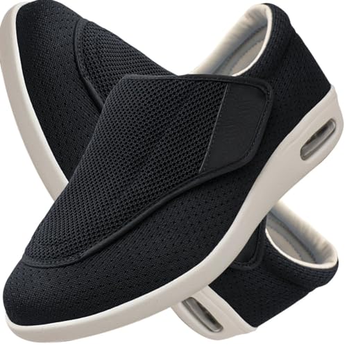 Möge Herren Diabetiker Wanderschuhe Ödem-Schuhe für Geschwollene Füße Fußgewölbe Unterstützung Orthopädische Sneaker Atmungsaktive und Bequeme Schuhe (Color : Black, Size : 37 EU) von Möge