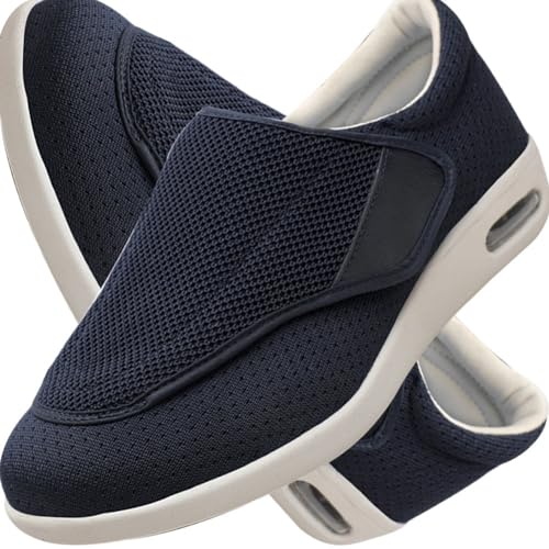Möge Herren Diabetiker Wanderschuhe Ödem-Schuhe für Geschwollene Füße Fußgewölbe Unterstützung Orthopädische Sneaker Atmungsaktive und Bequeme Schuhe (Color : Blue, Size : 40 EU) von Möge