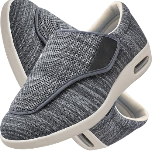 Möge Herren Diabetiker Wanderschuhe Ödem-Schuhe für Geschwollene Füße Fußgewölbe Unterstützung Orthopädische Sneaker Atmungsaktive und Bequeme Schuhe (Color : Darkgrey, Size : 37 EU) von Möge