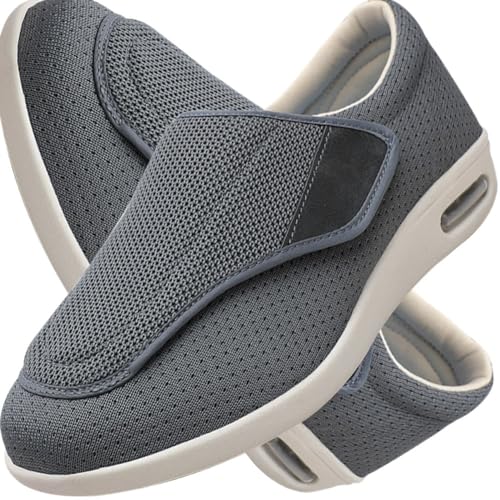 Möge Herren Diabetiker Wanderschuhe Ödem-Schuhe für Geschwollene Füße Fußgewölbe Unterstützung Orthopädische Sneaker Atmungsaktive und Bequeme Schuhe (Color : Gray, Size : 35 EU) von Möge