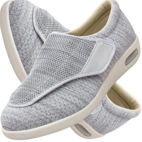 Möge Herren Diabetiker Wanderschuhe Ödem-Schuhe für Geschwollene Füße Fußgewölbe Unterstützung Orthopädische Sneaker Atmungsaktive und Bequeme Schuhe (Color : LightGrey, Size : 40 EU) von Möge