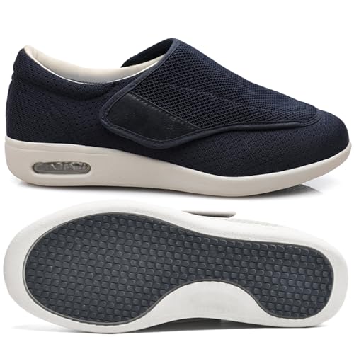 Möge Herren Diabetiker ödeme Schuhe Herren Diabetiker Wanderschuhe Ödem-Schuhe für Geschwollene Füße Fußgewölbe Unterstützung Orthopädische Sneaker (Color : Blue, Size : 40.5 EU) von Möge