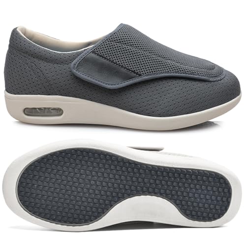 Möge Herren Diabetiker ödeme Schuhe Herren Diabetiker Wanderschuhe Ödem-Schuhe für Geschwollene Füße Fußgewölbe Unterstützung Orthopädische Sneaker (Color : Gray, Size : 36 EU) von Möge