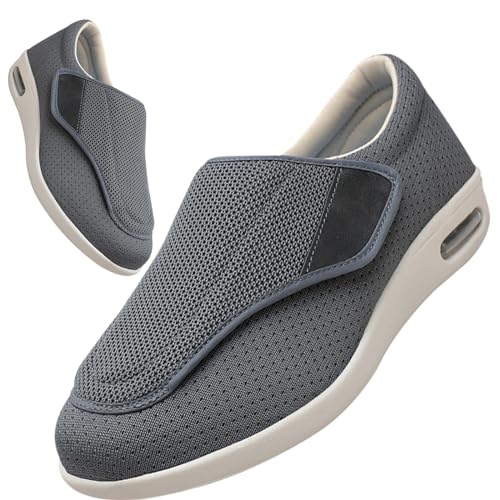 Möge Herren Diabetiker ödeme Schuhe Weit Hausschuhe Diabetikerschuhe für Herren Diabetiker Hausschuhe für Geschwollene Füße Senioren Diabetiker Schuhe Herren(Color:Gray,Size:39 EU) von Möge