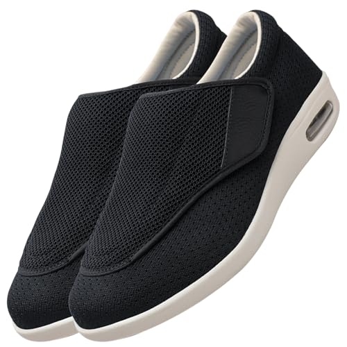 Möge Herren Schuhe mit Klettverschluss Orthopädische Turnschuhe Herren Diabetikerschuhe Schuhe für die Pflege von diabetischen Fußpatienten Rehabilitationsschuhe(Color:Black,Size:40.5 EU) von Möge