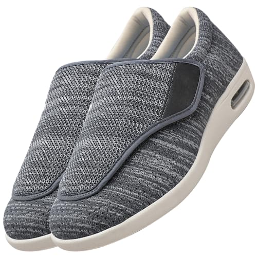 Möge Herren Schuhe mit Klettverschluss Orthopädische Turnschuhe Herren Diabetikerschuhe Schuhe für die Pflege von diabetischen Fußpatienten Rehabilitationsschuhe(Color:Darkgrey,Size:41 EU) von Möge