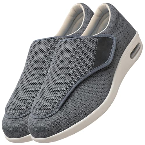 Möge Herren Schuhe mit Klettverschluss Orthopädische Turnschuhe Herren Diabetikerschuhe Schuhe für die Pflege von diabetischen Fußpatienten Rehabilitationsschuhe(Color:Gray,Size:37 EU) von Möge