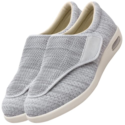 Möge Herren Schuhe mit Klettverschluss Orthopädische Turnschuhe Herren Diabetikerschuhe Schuhe für die Pflege von diabetischen Fußpatienten Rehabilitationsschuhe(Color:LightGrey,Size:35 EU) von Möge