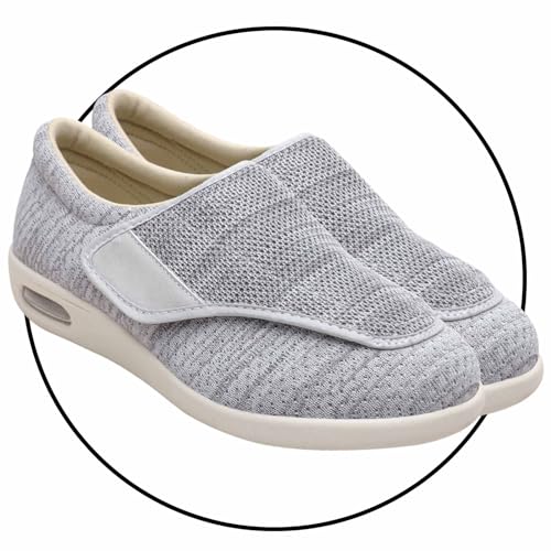 Möge Herren Weit Offene Diabetiker Sandalen Orthopädische mit Klettverschluss Verstellbare Gesundheitsschuhe Verbandschuhe bei geschwollene Füße Ödeme Hausschuhe(Color:LightGrey,Size:41 EU) von Möge