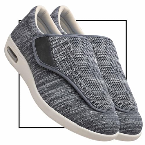 Möge Orthopädische Schuhe Herren Breit Diabetiker Schuhe Schlüpfen Schuhe für Breite Füße Schuhe für Geschwollene Füße Senioren Schuhe mit Klettverschluss Schuhe Herren(Color:Darkgrey,Size:41 EU) von Möge