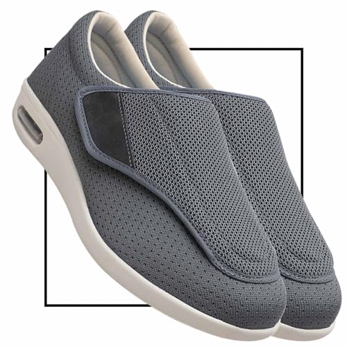 Möge Orthopädische Schuhe Herren Breit Diabetiker Schuhe Schlüpfen Schuhe für Breite Füße Schuhe für Geschwollene Füße Senioren Schuhe mit Klettverschluss Schuhe Herren(Color:Gray,Size:35 EU) von Möge