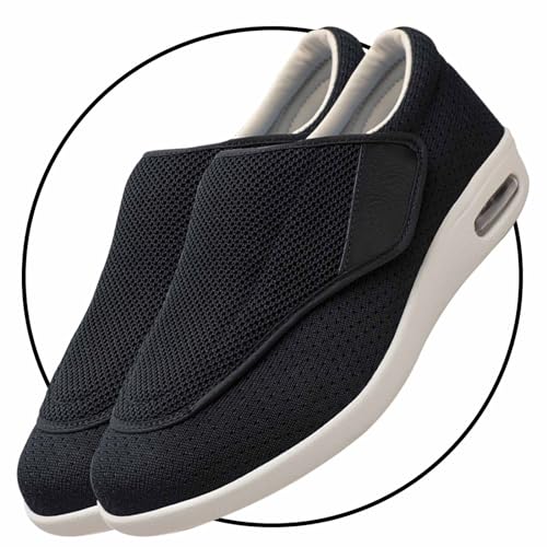 Möge Orthopädische Schuhe zum Gehen Sandalen Herren Rehaschuhe Klettverschluss Verbandsschuhe Hausschuhe Weit Diabetiker Schuhe Erwachsene Gesundheitsschuhe Therapieschuhe(Color:Black,Size:38 EU) von Möge