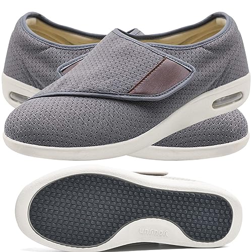 Möge Sandalen Herren Rehaschuhe Klettverschluss Verbandsschuhe Orthopädische Hausschuhe Weit Diabetiker Schuhe Erwachsene Gesundheitsschuhe Therapieschuhe(Color:Gray,Size:41 EU) von Möge