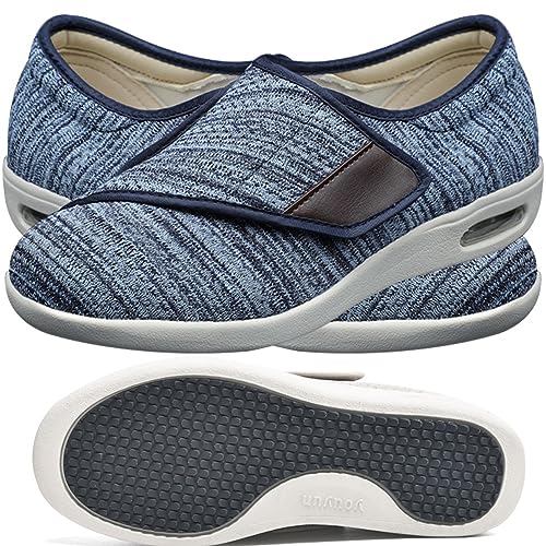 Möge Sandalen Herren Rehaschuhe Klettverschluss Verbandsschuhe Orthopädische Hausschuhe Weit Diabetiker Schuhe Erwachsene Gesundheitsschuhe Therapieschuhe(Color:LightBlue,Size:39 EU) von Möge