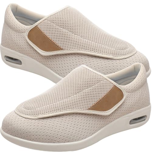 Sandalen für Geschwollen Füße Slip On Sneakers Herren Walkingschuhe Extra Weit Business Walkingschuhe Sportschuhe Leichte Laufschuhe Atmungsaktive (Color : Beige, Size : 40 EU) von Möge