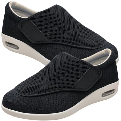 Sandalen für Geschwollen Füße Slip On Sneakers Herren Walkingschuhe Extra Weit Business Walkingschuhe Sportschuhe Leichte Laufschuhe Atmungsaktive (Color : Black, Size : 35 EU) von Möge