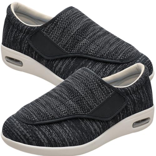 Sandalen für Geschwollen Füße Slip On Sneakers Herren Walkingschuhe Extra Weit Business Walkingschuhe Sportschuhe Leichte Laufschuhe Atmungsaktive (Color : BlackGrey, Size : 35 EU) von Möge