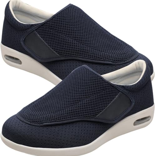 Sandalen für Geschwollen Füße Slip On Sneakers Herren Walkingschuhe Extra Weit Business Walkingschuhe Sportschuhe Leichte Laufschuhe Atmungsaktive (Color : Blue, Size : 39 EU) von Möge