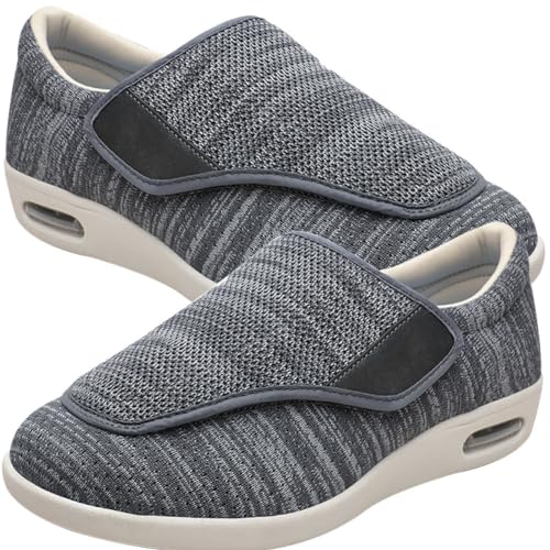 Sandalen für Geschwollen Füße Slip On Sneakers Herren Walkingschuhe Extra Weit Business Walkingschuhe Sportschuhe Leichte Laufschuhe Atmungsaktive (Color : Darkgrey, Size : 36 EU) von Möge