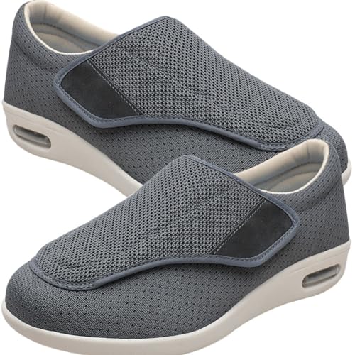 Sandalen für Geschwollen Füße Slip On Sneakers Herren Walkingschuhe Extra Weit Business Walkingschuhe Sportschuhe Leichte Laufschuhe Atmungsaktive (Color : Gray, Size : 37 EU) von Möge