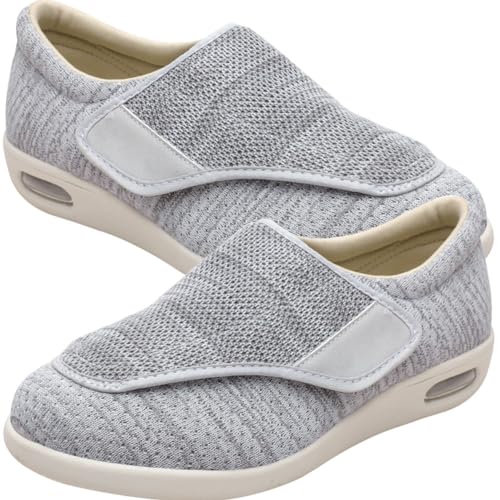 Sandalen für Geschwollen Füße Slip On Sneakers Herren Walkingschuhe Extra Weit Business Walkingschuhe Sportschuhe Leichte Laufschuhe Atmungsaktive (Color : LightGrey, Size : 35 EU) von Möge