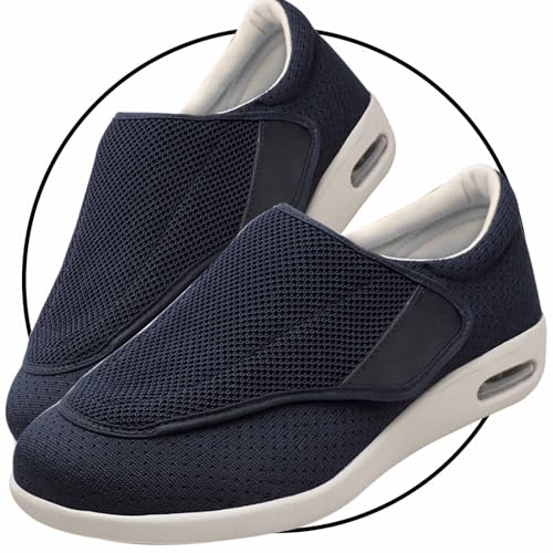 Möge Schuhe Breite Füße Herren Hausschuhe Klettverschluss Senioren Diabetiker Schuhe Herren Geschwollene Füße Ohne Schnuersenkel Slip-on Schuhe Diabetes Walking Schuhe(Color:Blue,Size:40 EU) von Möge