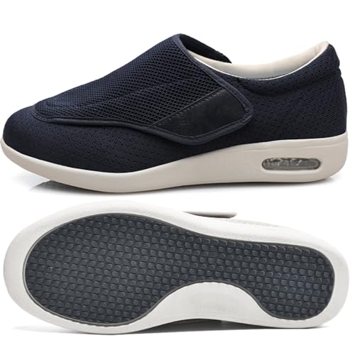 Möge Schuhe Herren Extra Breit Diabetiker Diabetiker Schuhe Herren Damen extra weit Senioren Orthopädische Hausschuhe mit Klettverschluss für geschwollen Füße (Color : Blue, Size : 36 EU) von Möge