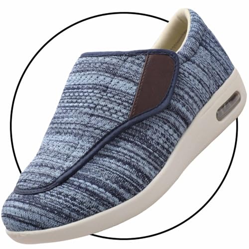 Möge Schuhe Herren Extra Breit Diabetiker Diabetiker Schuhe Herren Extra Breite Füße mit Klettverschluss Schuhe für Geschwollene Füße Ultraleicht rutschfest(Color:LightBlue,Size:35 EU) von Möge