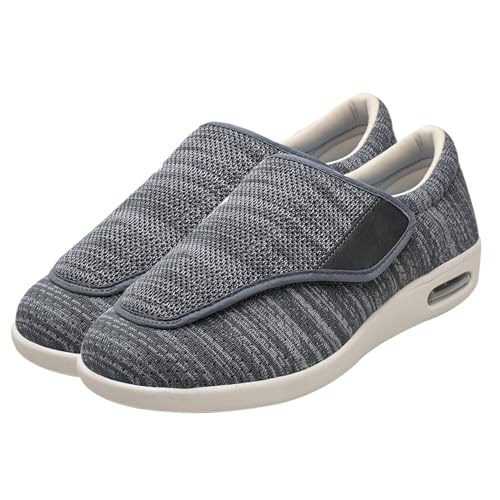 Möge Senioren Schuhe Mit Klettverschluss Herren Diabetiker Hausschuhe Extra Breite Diabetiker Schuhe Arthritis Ödem Geschwollene Füße Schuhe(Color:Darkgrey,Size:46 EU) von Möge