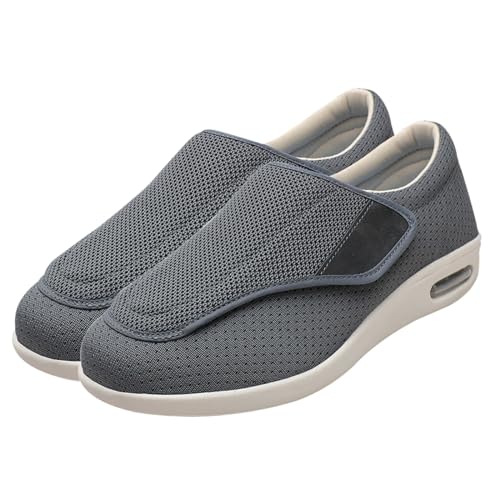 Möge Senioren Schuhe Mit Klettverschluss Herren Diabetiker Hausschuhe Extra Breite Diabetiker Schuhe Arthritis Ödem Geschwollene Füße Schuhe(Color:Gray,Size:40.5 EU) von Möge