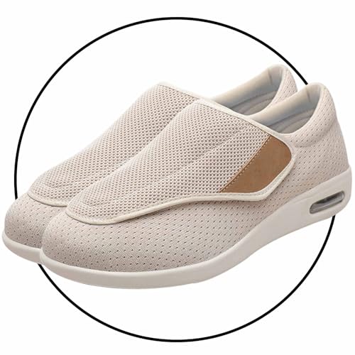 Möge Slip On Loafer für Herren Wanderschuhe Herren Extra Breit Leicht rutschfeste Outdoor Schuhe Atmungsaktiv Freizeitschuhe Slip-on Walkingschuhe Weit Herren Sneaker(Color:Beige,Size:37 EU) von Möge