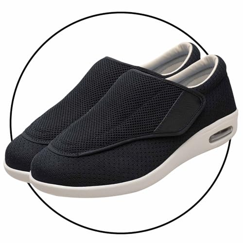 Möge Slip On Loafer für Herren Wanderschuhe Herren Extra Breit Leicht rutschfeste Outdoor Schuhe Atmungsaktiv Freizeitschuhe Slip-on Walkingschuhe Weit Herren Sneaker(Color:Black,Size:37.5 EU) von Möge