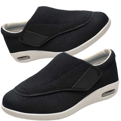 Möge Slip On Sneaker Herren Extra Weite Freizeitschuhe für Plantarfasziitis Fußschmerzen Turnschuhe rutschfest Walkingschuhe Breit Outdoor Schuhe Bequem Leichte (Color : Black, Size : 37 EU) von Möge