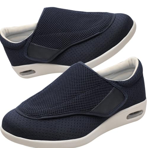 Möge Slip On Sneaker Herren Extra Weite Freizeitschuhe für Plantarfasziitis Fußschmerzen Turnschuhe rutschfest Walkingschuhe Breit Outdoor Schuhe Bequem Leichte (Color : Blue, Size : 35 EU) von Möge