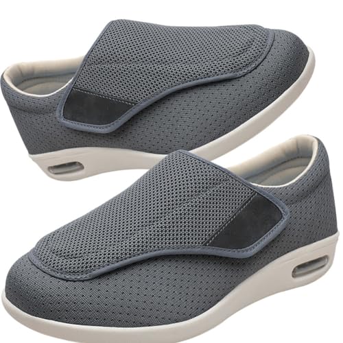 Möge Slip On Sneaker Herren Extra Weite Freizeitschuhe für Plantarfasziitis Fußschmerzen Turnschuhe rutschfest Walkingschuhe Breit Outdoor Schuhe Bequem Leichte (Color : Gray, Size : 35 EU) von Möge