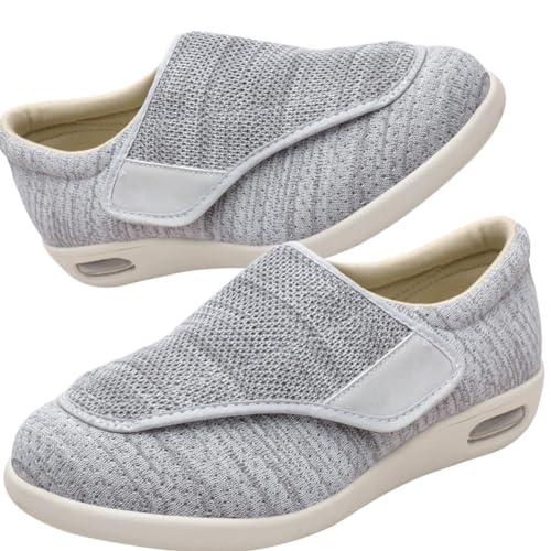 Möge Slip On Sneaker Herren Extra Weite Freizeitschuhe für Plantarfasziitis Fußschmerzen Turnschuhe rutschfest Walkingschuhe Breit Outdoor Schuhe Bequem Leichte (Color : LightGrey, Size : 40.5 EU) von Möge