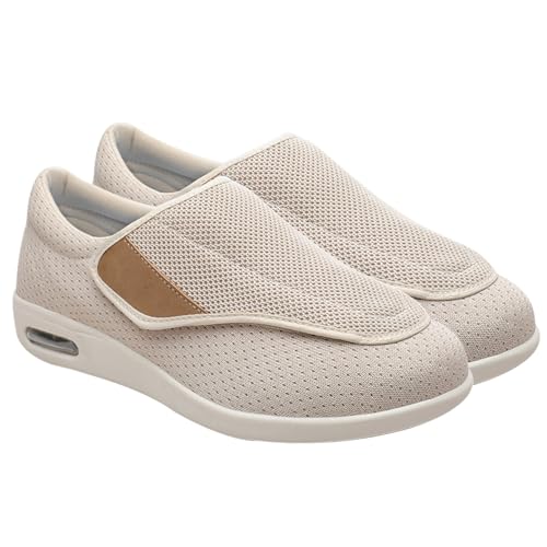 Möge Turnschuhe Mit Klettverschluss Diabetiker Schuhe Herren Orthopädische Hausschuhe Extra Weit Freizeitschuhe Hallux Orthopädische Schuhe Herren(Color:Beige,Size:37.5 EU) von Möge